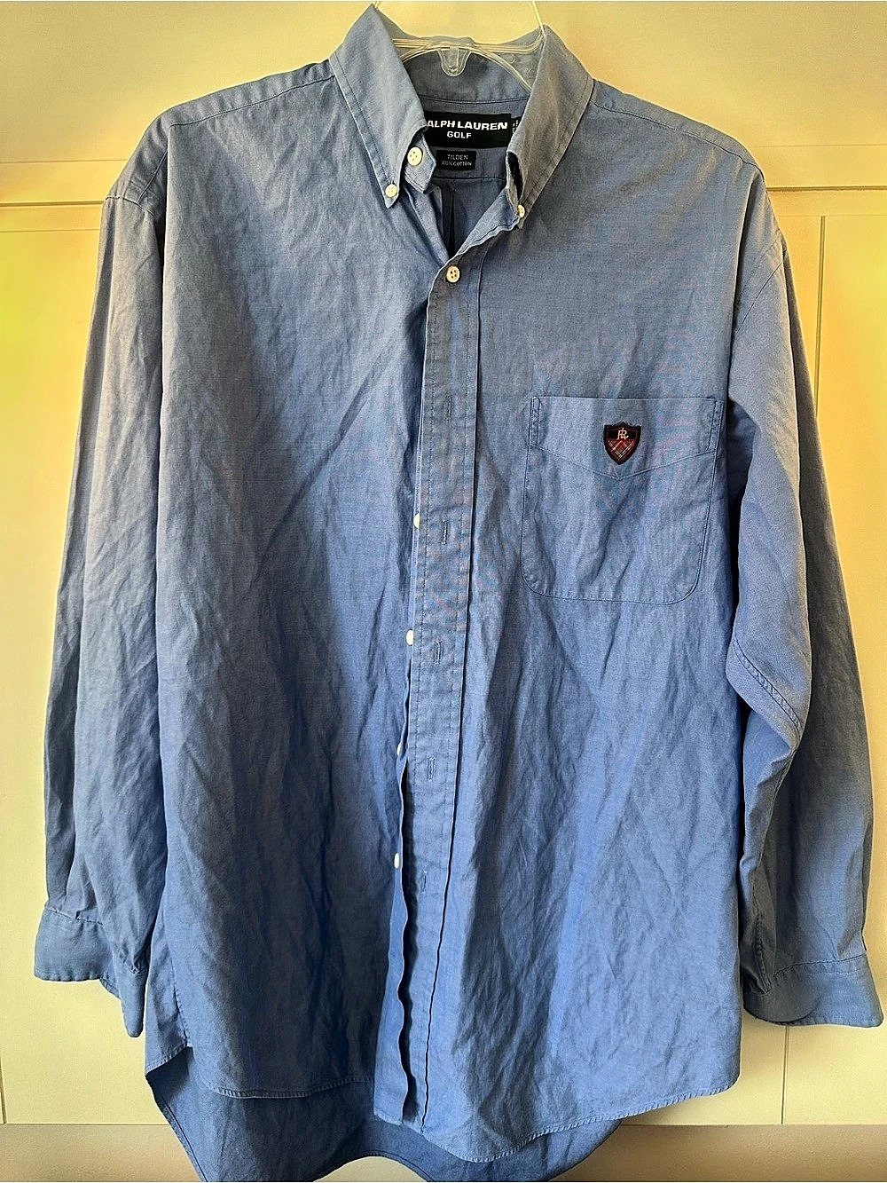 Ralph Lauren Golf Blue Cotton Button Down Shirt Size XL